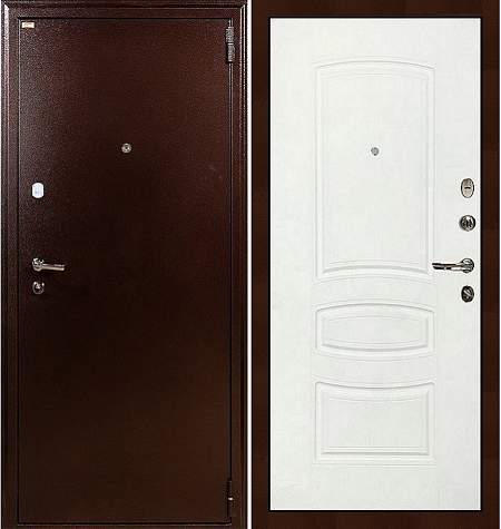 Дверь входная металлическая «1А (68)» Медный антик / Белая шагрень