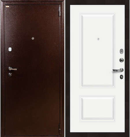 Дверь входная металлическая «1А (55)» Медный антик / Белая эмаль