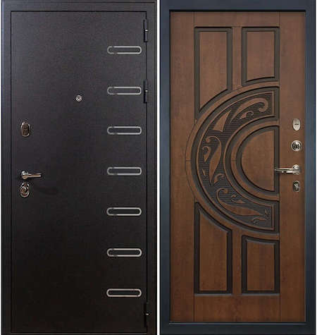 Дверь входная металлическая «Витязь (27)» Черный шелк / Голден патина