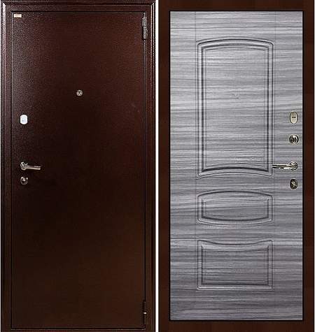 Дверь входная металлическая «1А (69)» Медный антик / Сандал серый