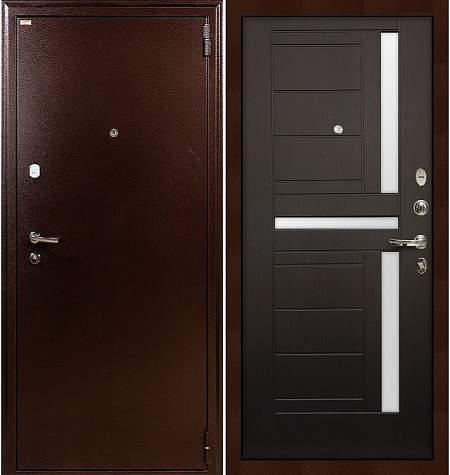 Дверь входная металлическая «1А (35)» Медный антик / Венге