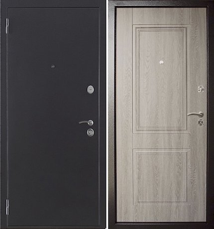 Дверь входная металлическая «Абсолют грей» Антик серебро / Дуб филадельфия грей