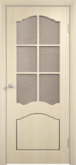 Дверь Лидия (ПВХ-пленка). Со стеклом. Беленый дуб