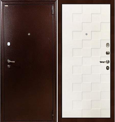 Дверь входная металлическая «1А (71)» Медный антик / Белая шагрень