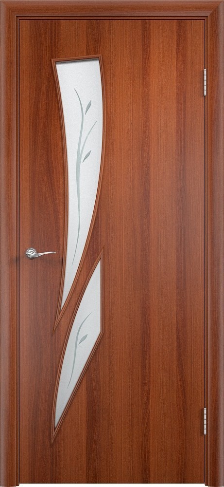 Недорогая ламинированная дверь Камея со стеклом-фьюзингом