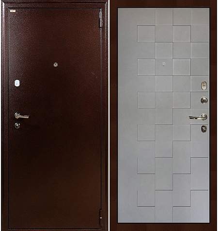 Дверь входная металлическая «1А (72)» Медный антик / Белая шагрень