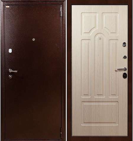 Дверь входная металлическая «1А (25)» Медный антик / Беленый дуб