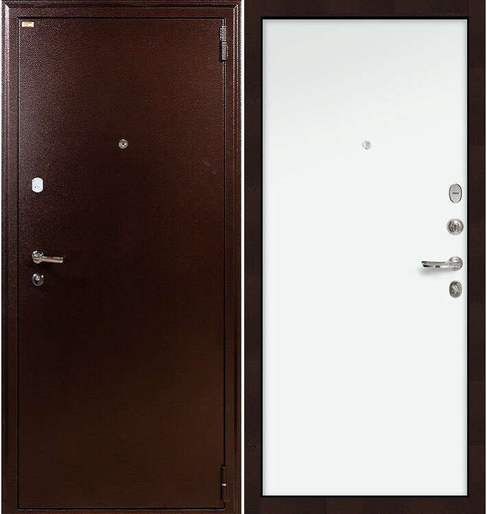 Дверь входная металлическая «1А (59)» Медный антик / Белый ясень