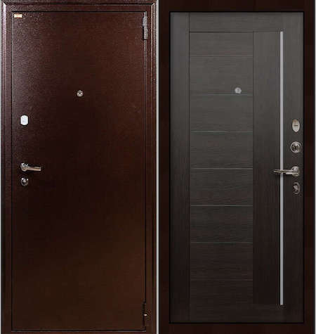 Дверь входная металлическая «1А (39)» Медный антик / Венге