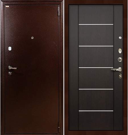 Дверь входная металлическая «1А (24)» Медный антик / Венге с молдингом (горизонтальная вставка)