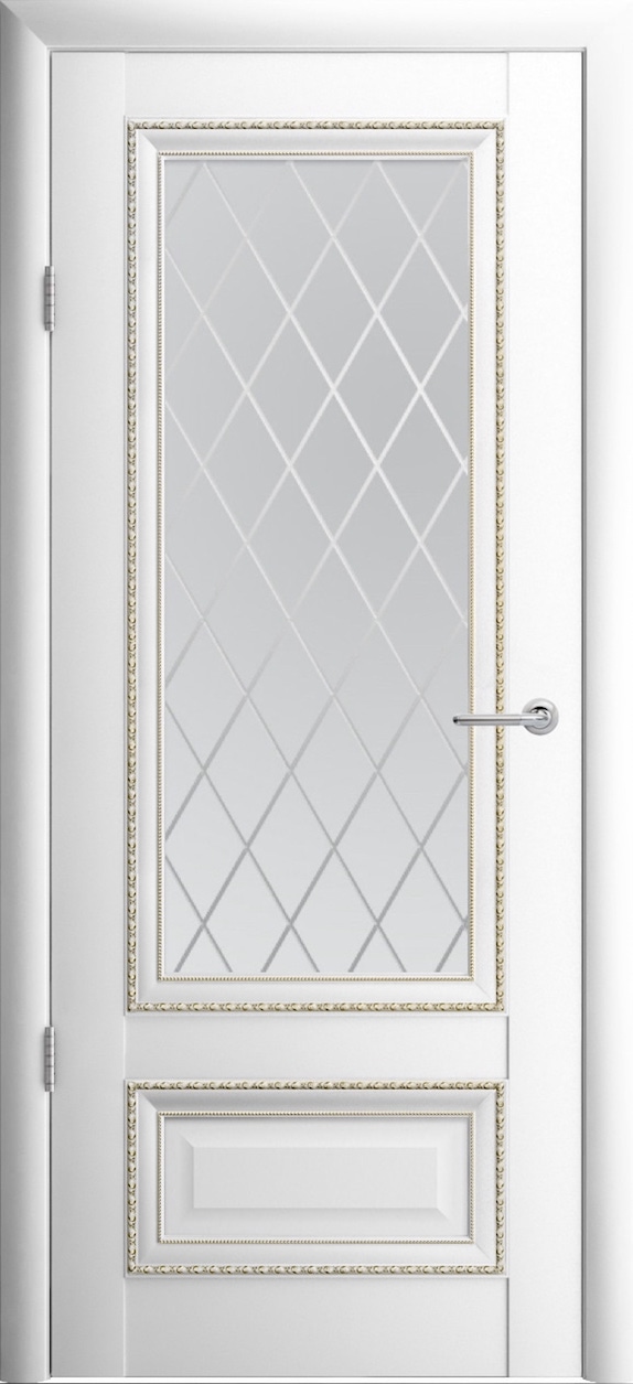 дверь Версаль 1 цвет белый остекление мателюкс (сатинат) рис. ромб винил
