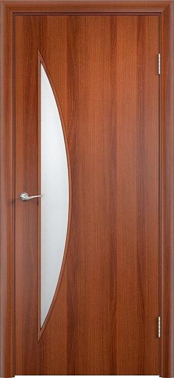 Дверь Луна (С-6) остекленная итальянский орех ламинированная