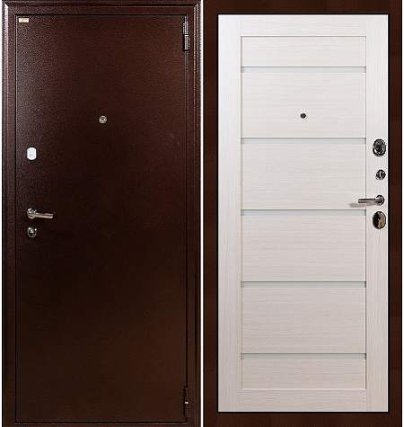 Дверь входная металлическая «1А (58)» Медный антик / Беленый дуб