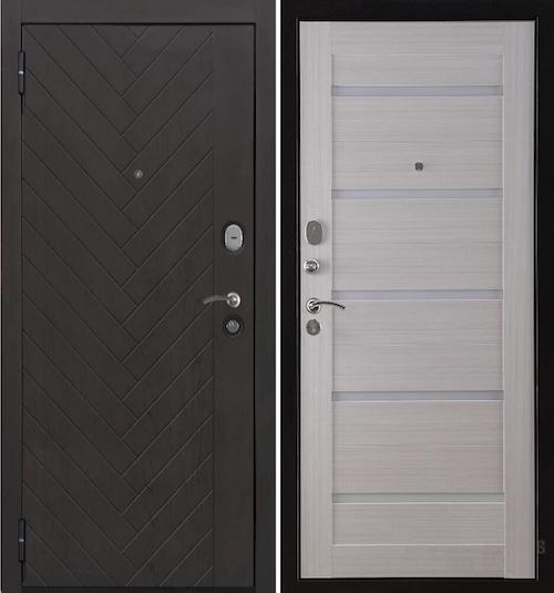 Дверь входная металлическая «Вектор Лофт X7» Горький шоколад / Кремовая лиственница