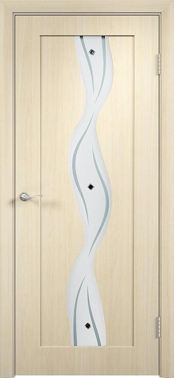 Дверь Вираж (ПВХ-пленка) остекленная беленый дуб