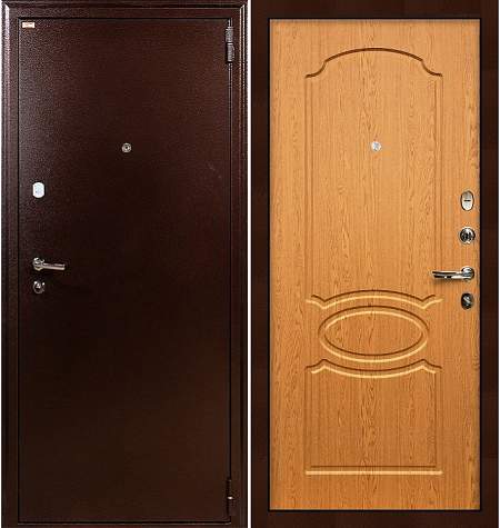 Дверь входная металлическая «1А (15)» Медный антик / Натуральный дуб