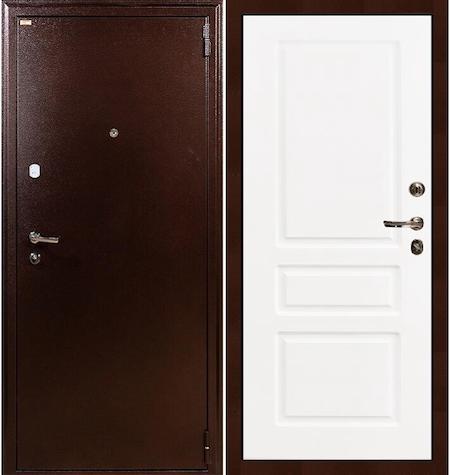 Дверь входная металлическая «1А (94)» Медный антик / Белый снег софт