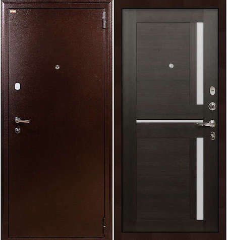 Дверь входная металлическая «1А (50)» Медный антик / Венге