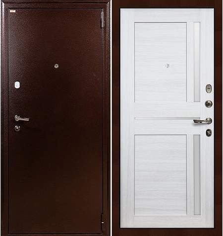 Дверь входная металлическая «1А (47)» Медный антик / Беленый дуб