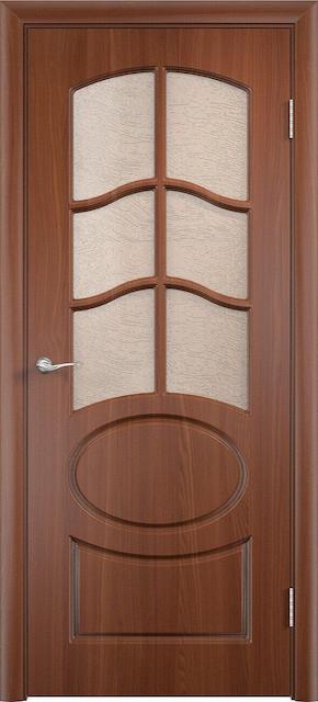 Дверь Неаполь ДО-2 (ПВХ-пленка) остекленная итальянский орех