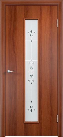 Дверь С-21 остекленная (Барокко) итальянский орех ламинированная