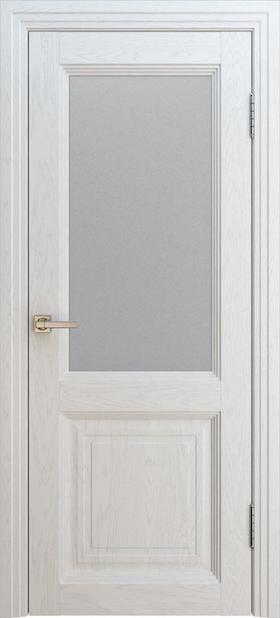 Дверь экошпон Прага (багет 2) остекленная ясень белый