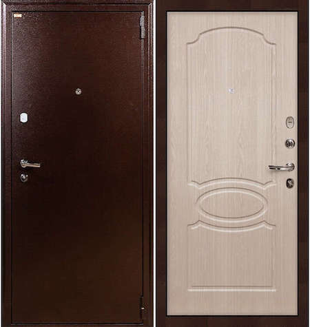 Дверь входная металлическая «1А (14)» Медный антик / Беленый дуб