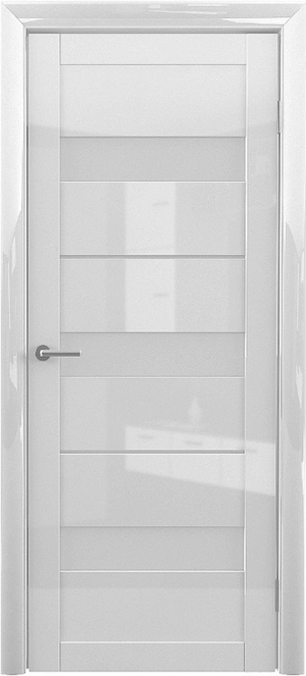 дверь Прага цвет белый остекление мателюкс (сатинат) светлое винил глянец