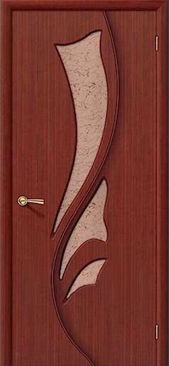 Шпонированная дверь Лидия остекленная макоре