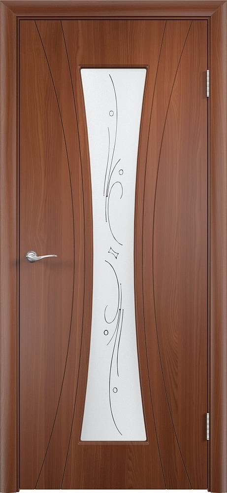 дверь Богемия итальянский орех остекление художественное "сатинато" пвх пленка