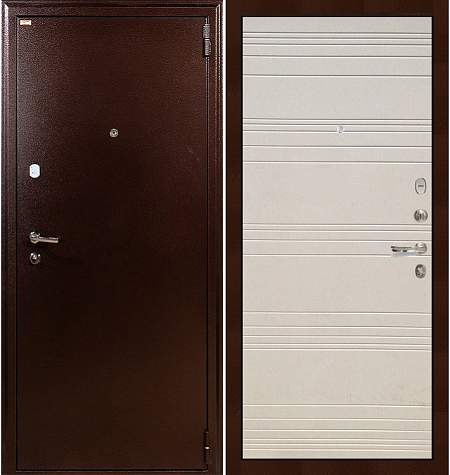 Дверь входная металлическая «1А (63)» Медный антик / Дуб фактурный крем