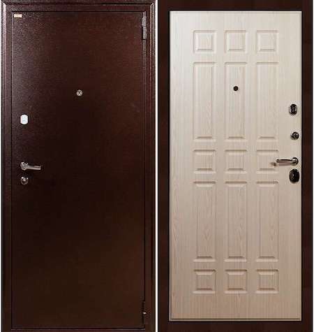Дверь входная металлическая «1А (28)» Медный антик / Беленый дуб