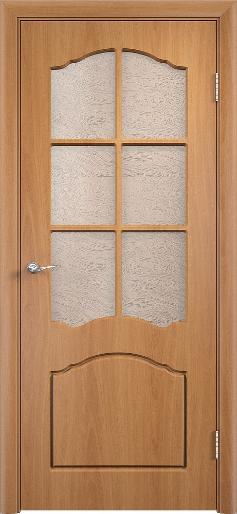 Дверь Лидия (ПВХ-пленка). Со стеклом. Цвет: Миланский орех