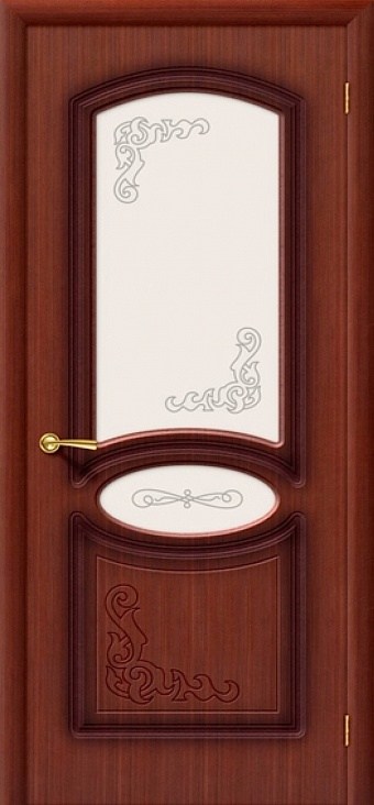 Дверь шпонированная Муза. Остекленная. Цвет макоре.jpg