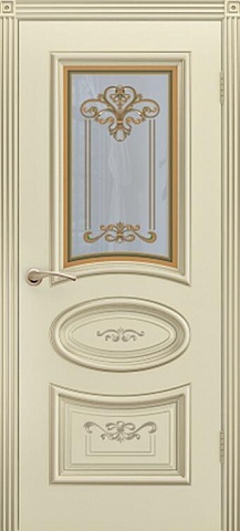 Дверь эмаль Есения (патина золото) остекленная шампань