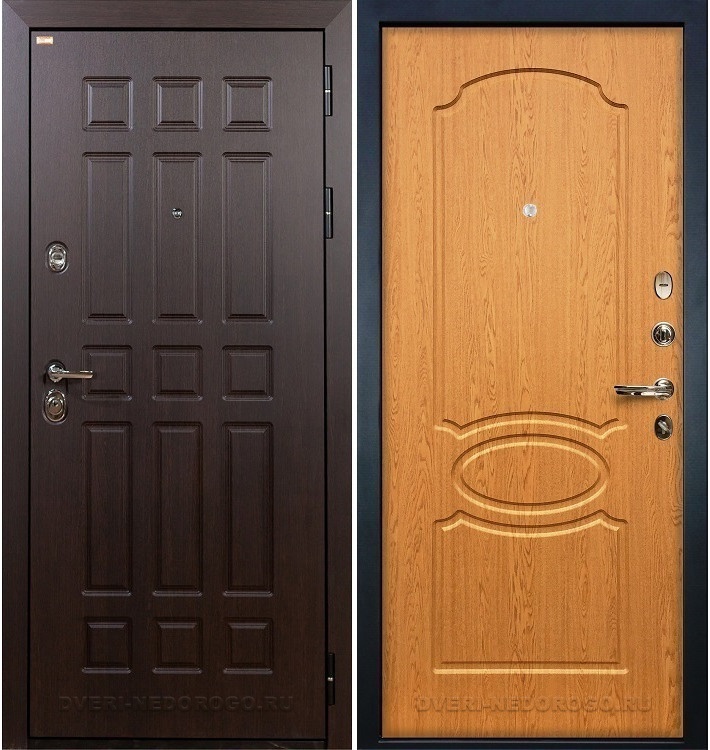 Дверь входная металлическая Сенатор 3К 15. Венге / Дуб натуральный