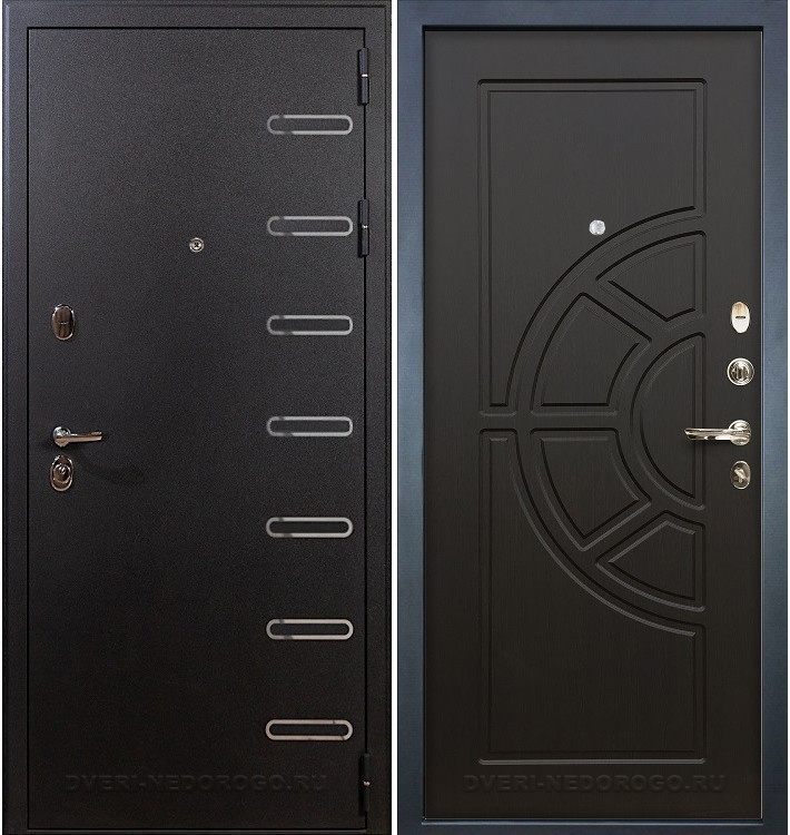 Металлическая входная порошковая дверь с МДФ - Витязь 43. Черный шелк / Венге
