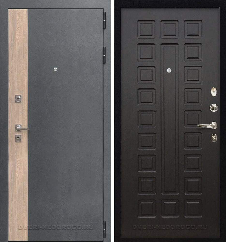 Дверь входная с МДФ панелями - Бруклин Стандарт A-002 Венге. Серая штукатурка + дуб европ. красный / Венге