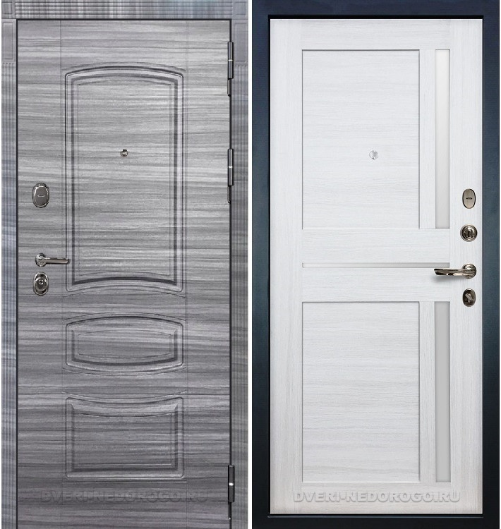 Дверь входная металлическая Легион Сандал серый 47. Сандал серый / Беленый дуб