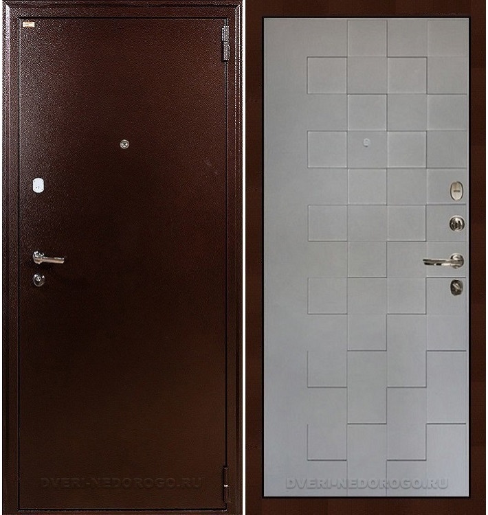 Входная дверь в квартиру с порошковым напылением и МДФ - 1А 72. Медный антик / Белая шагрень