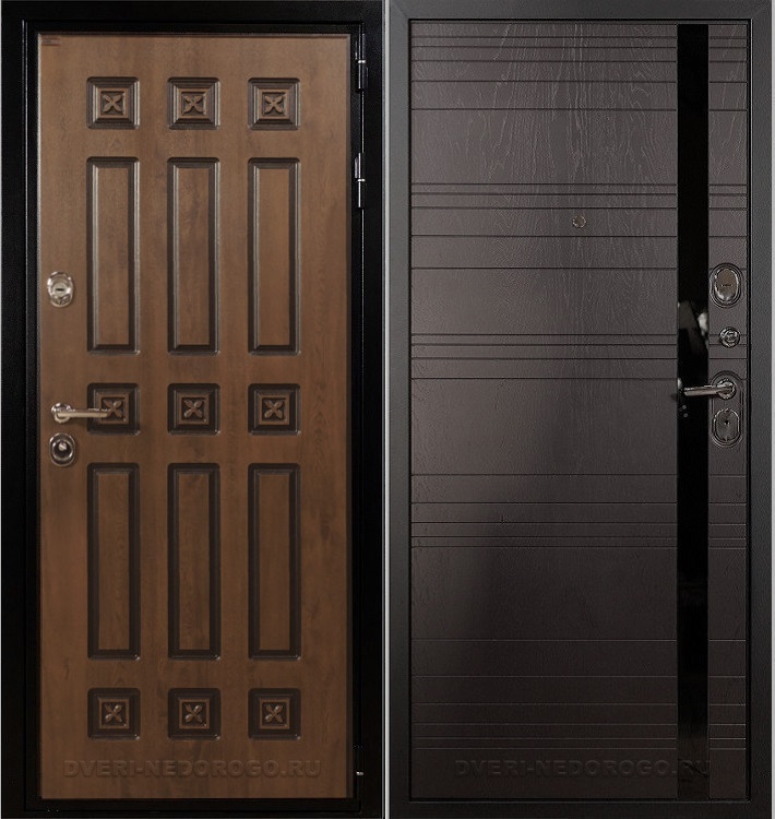 Дверь входная металлическая Гладиатор Винорит 31. Голден патина / Ясень шоколадный