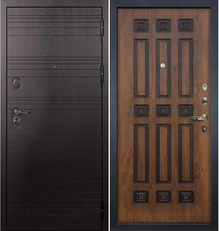 Дверь входная металлическая Легион Ясень шоколадный 33. Ясень шоколадный / Голден патина