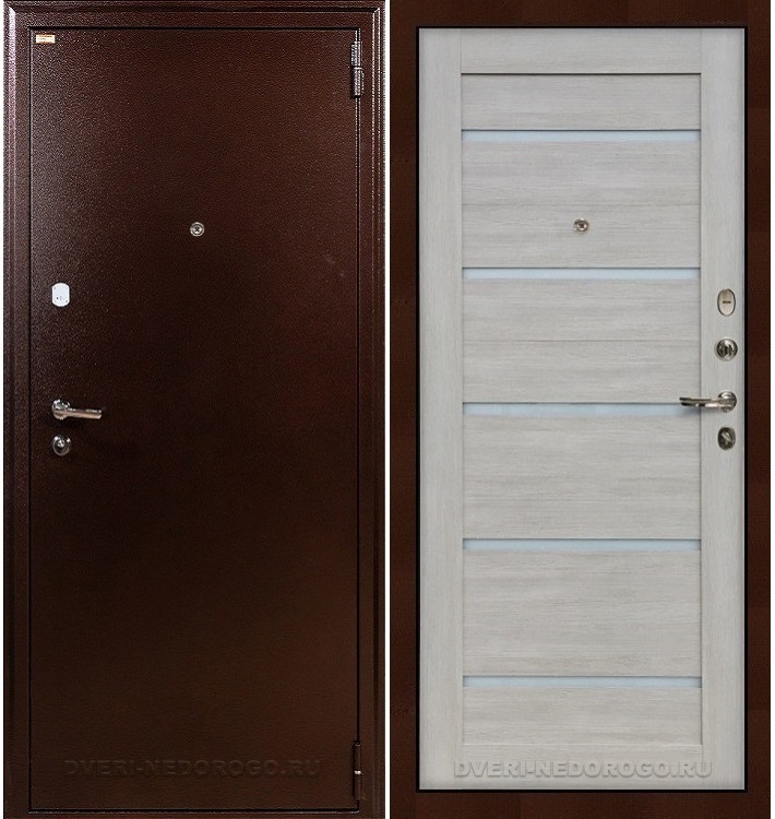 Дверь квартирная входная с порошковым составом и МДФ - 1А 66. Медный антик / Кремовый ясень