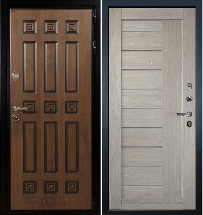 Дверь входная металлическая Гладиатор Винорит 40. Голден патина / Кремовый ясень