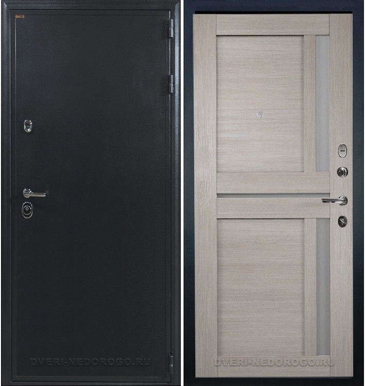 Металлическая порошковая дверь с МДФ и стеклом - Колизей 49. Антик серебро / Кремовый ясень