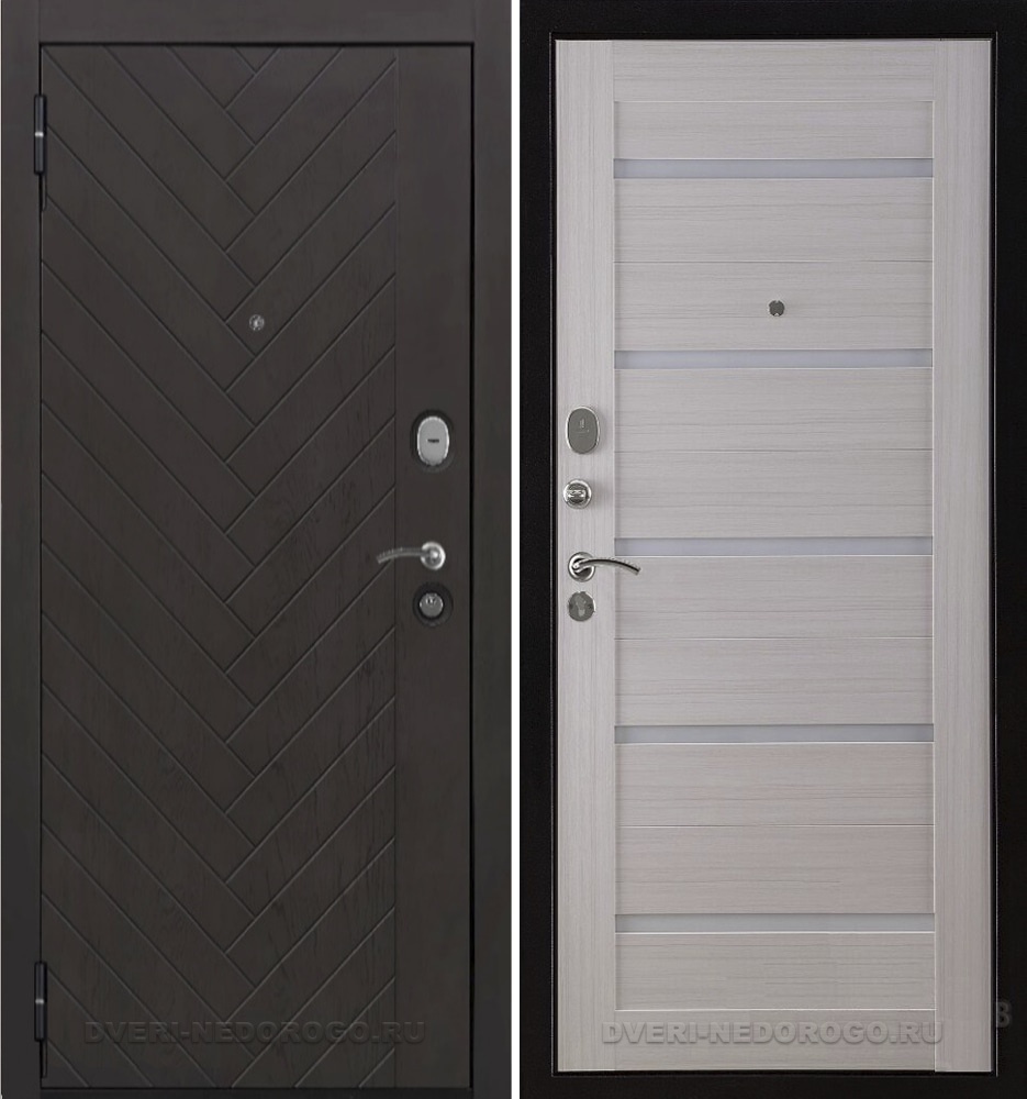 Дверь входная с панелями МДФ - Вектор Лофт X7. Горький шоколад / Кремовая лиственница