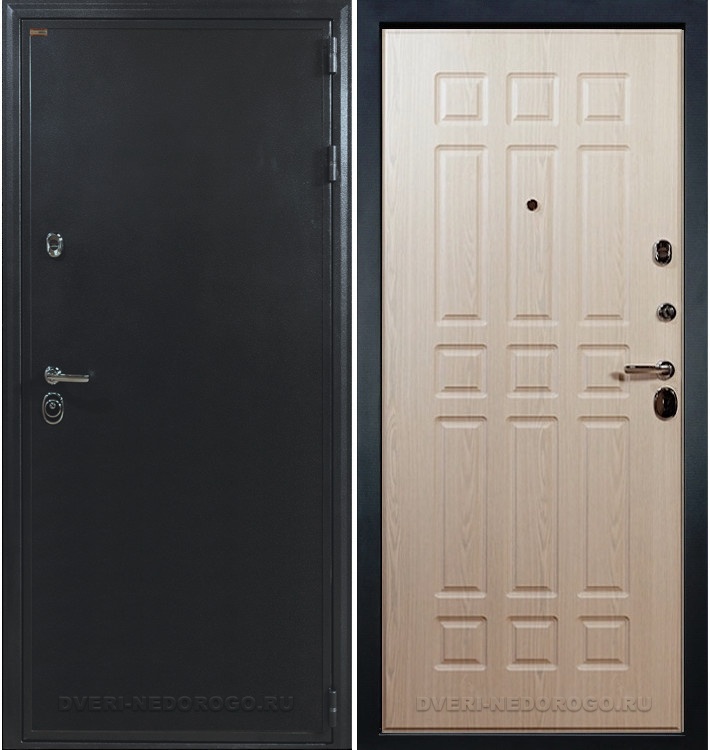 Входная квартирная порошковая дверь с МДФ - Колизей 28. Антик серебро / Беленый  дуб