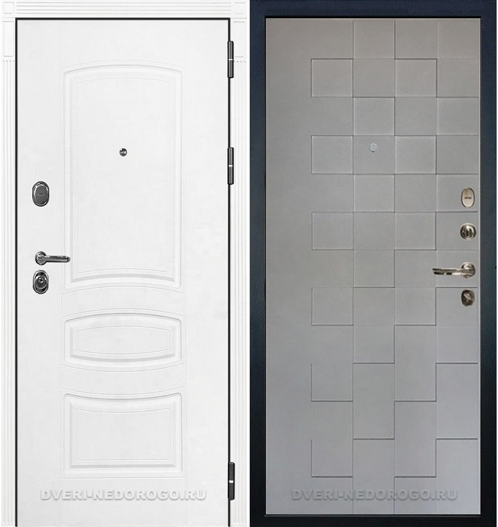 Металлическая входная дверь с МДФ и стеклом - Легион Белая шагрень 72. Белая шагрень / Графит софт