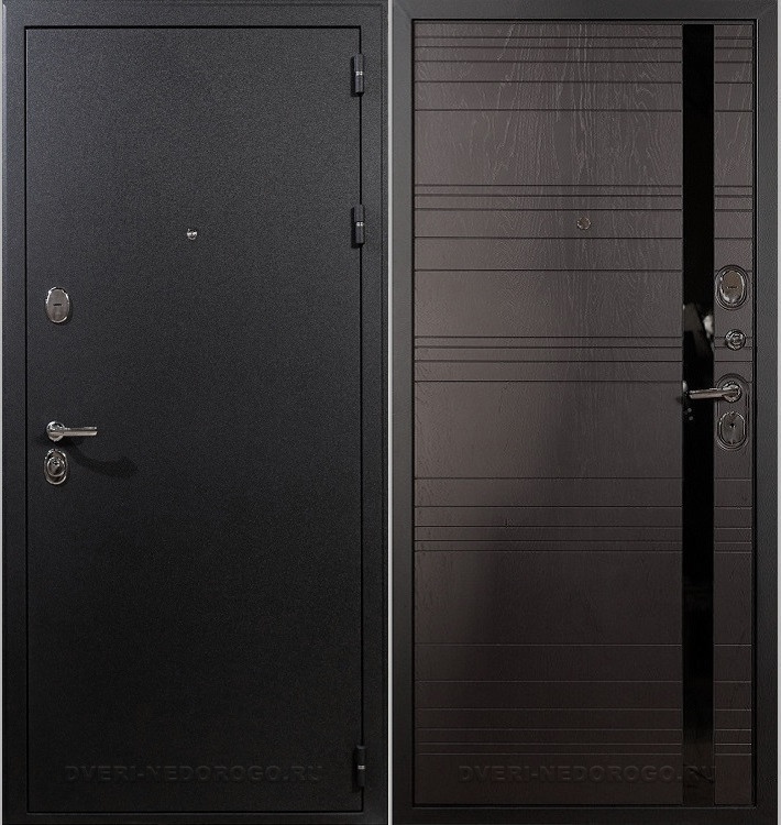 Входная дверь с порошковой краской, МДФ со стеклом - Рим 31. Черный шелк / Ясень шоколадный