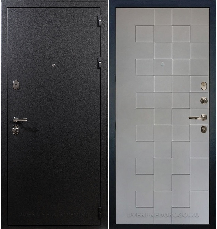 Металлическая дверь с порошковым окрасом и МДФ - Рим 72. Черный шелк / Графит софт